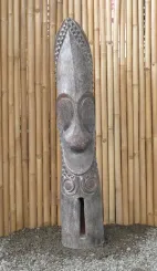 Tiki Polynesian Statue aus Kokosnussholz, ca. 125cm hoch mit schwarz-weißer Farbe, Ø ca. 18-28 cm 
